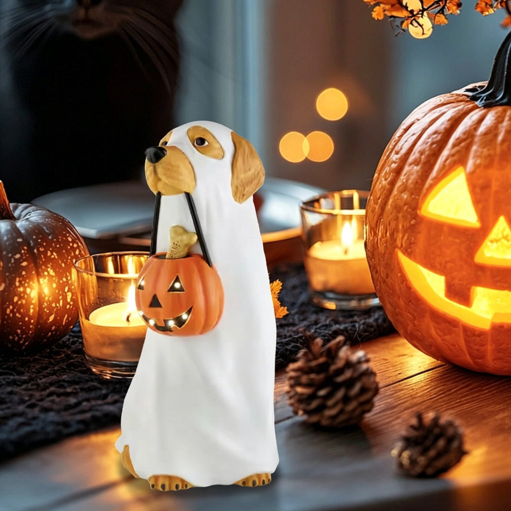 Ghost Bubble Bath LampHalloween Bathroom Decor Gifts Under 20 Bathtub Ghost & Dog Resin Figurine, Warm LED Halloween Tabletop Decor for Bathroom, Bedroom, Kids Room & Fall Home Accent