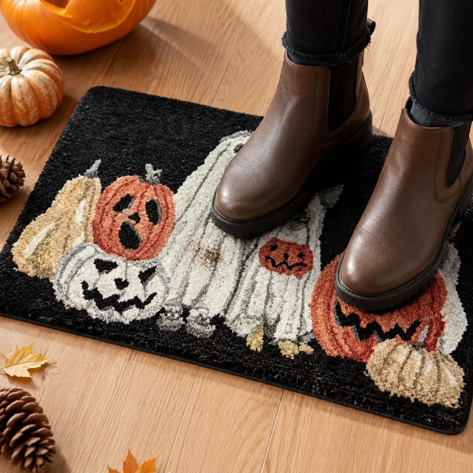 Orangide Halloween Doormat Non Slip Outdoor Entrance Rug Spooky Gothic Welcome Mat Durable Absorbent for Patio Porch Entryway Fall Decor