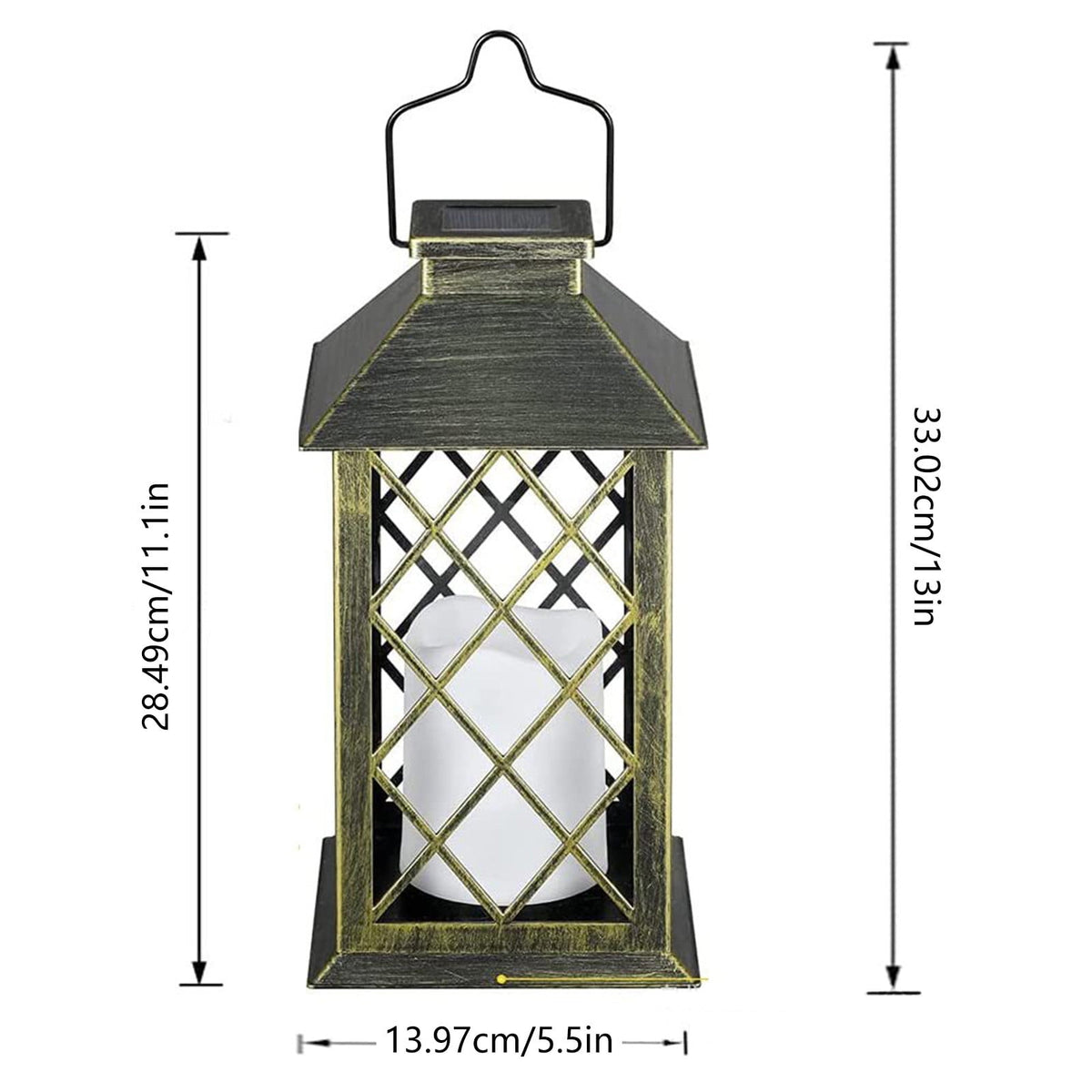 YIMWNYI Outdoor Solar Hanging Lantern with Metal Decor, LED Garden Light for Patio and Yard, Auto On/Off, IP55 Waterproof