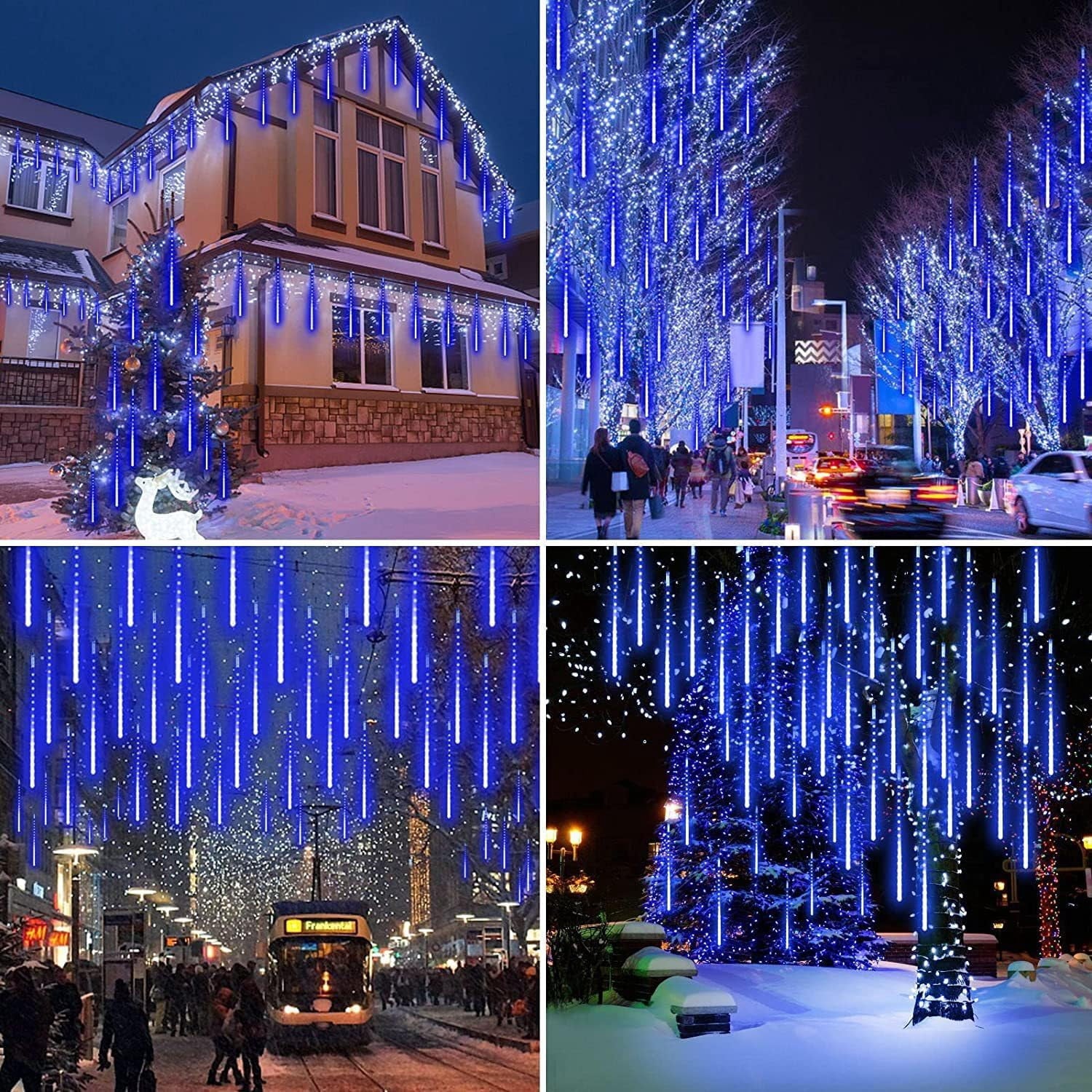 LED Outdoor String, Rain Lights,Meteor Lights,Meteor rain Lights 30cm 10 Tube Solar rain Lights with for Christmas Parties Wedding Christmas Tree