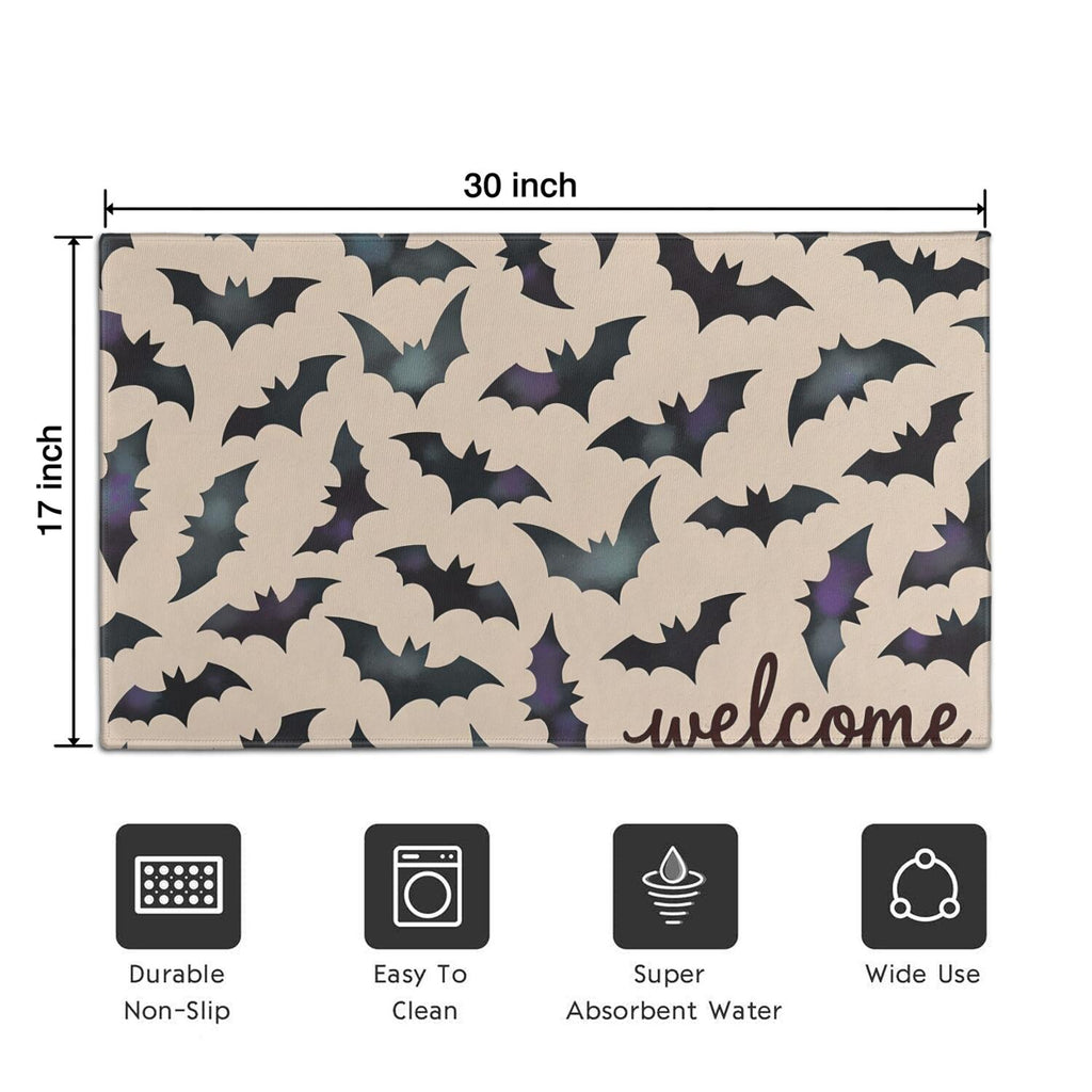 Happy Halloween Door Mat Decorations Spider Bat Doormat Plain the Indoor Door Mat/Outdoor Crystal Velvet 30x17 Inches