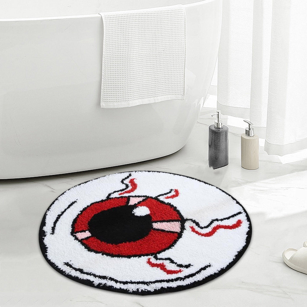 Fnochy Halloween Door Mat Bathroom Floor Mat Decorative Floor Mat Spider Web Eyeball Skull Ghost Halloween Decor Mat,23.6"X23.6" Clearance