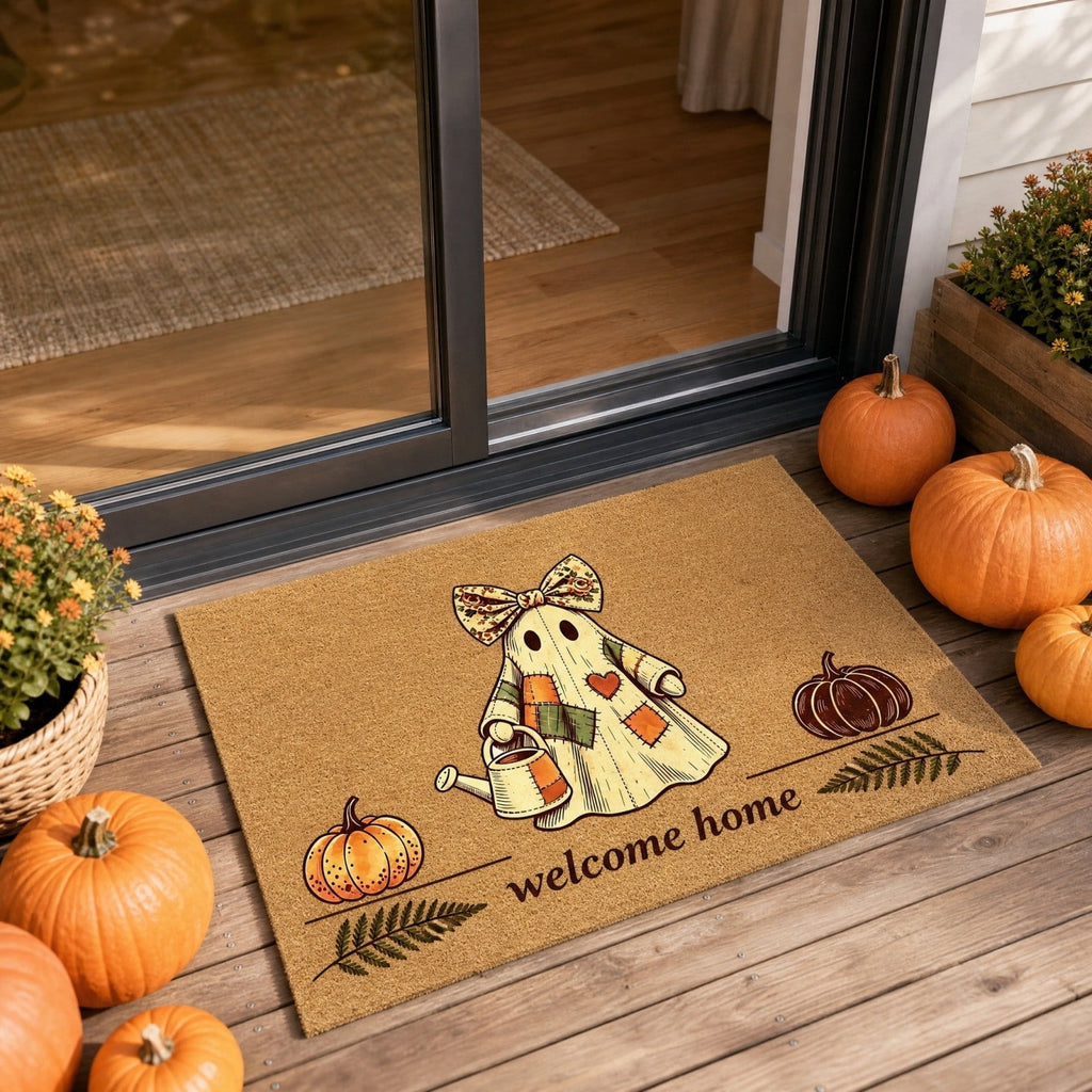 Fllostpr Halloween Pumpkin Doormat 24x16 Inch, Vintage Brown-o'-Lantern Rug Soft Non-Slip Washable Holiday Decorations for Front Door Entryway Kitchen