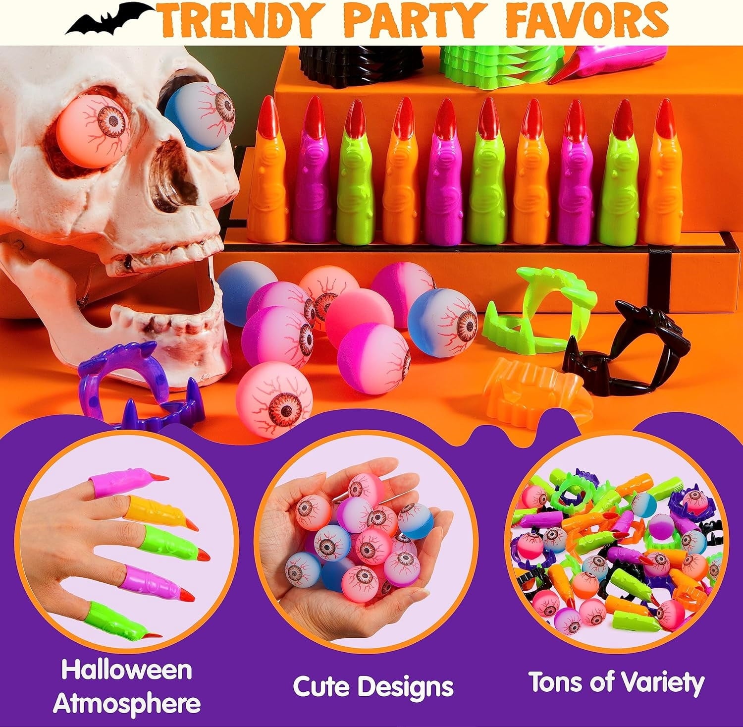 Joyfy 168 Pcs Halloween Stationery Party Favors,Halloween Gifts for Kids,Halloween Goodies Including Halloween Vampire Teeth,Spiders,Stamps,Stickers,Slap Bracelets