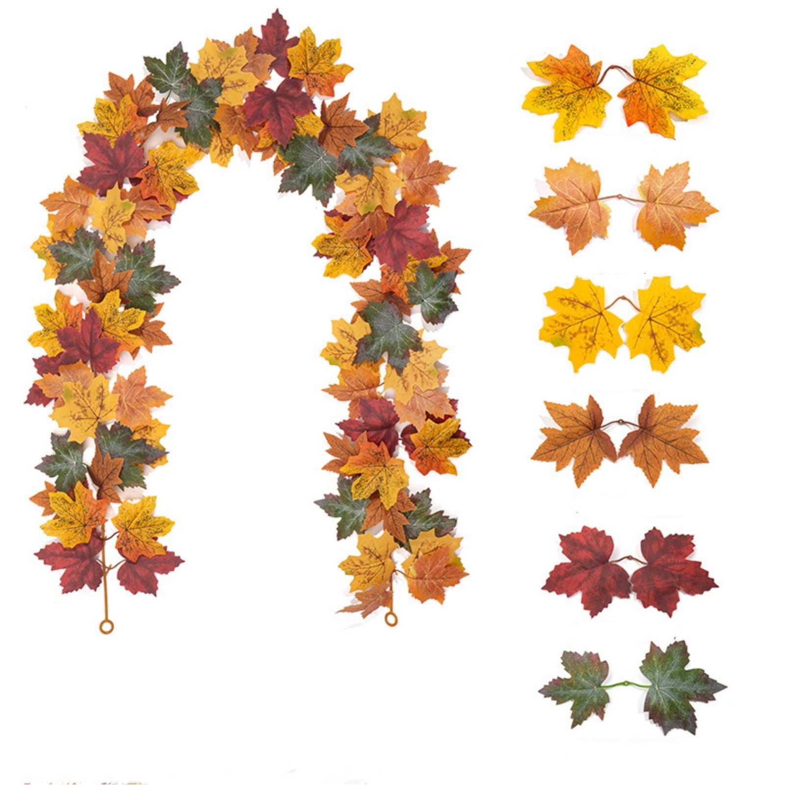WKSCLPAI Halloween Maple Leaf Garland, Fall Vine Wreaths for Autumn Festivities Decor,Seasonal Garlands for Home,Halloween & Fall Decorations