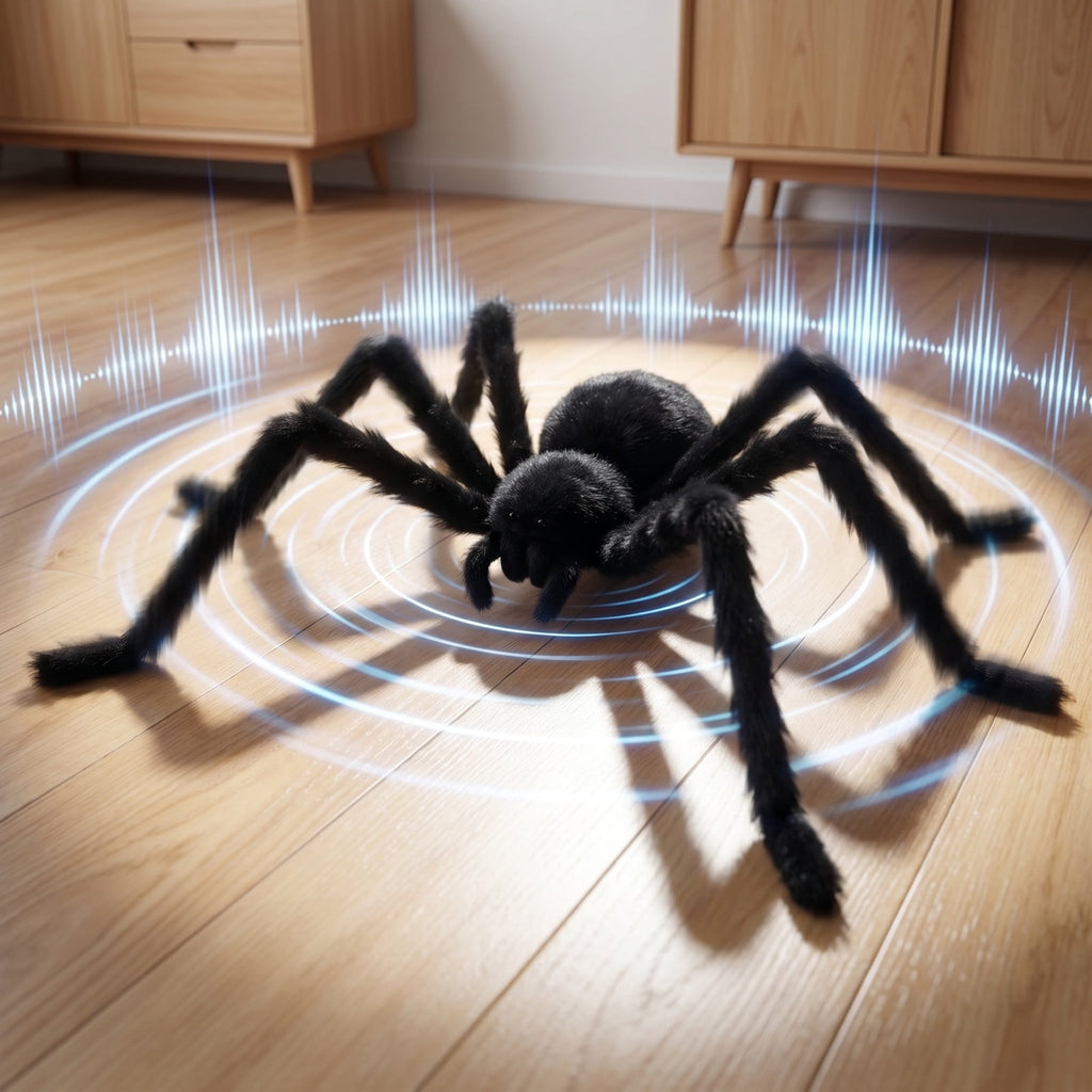 Diceymbol Halloween Animated Crawling Spider Sound Activated Light Up Floor Prop with Creepy Sounds for Party Bar Display 9 Inch
