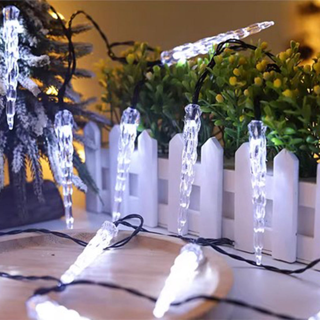 SCNOR Christmas Solar Icicle Lights 21ft 30 LED, Dusk to Dawn Outdoor Indoor Waterproof, Auto On/Off Holiday Decor