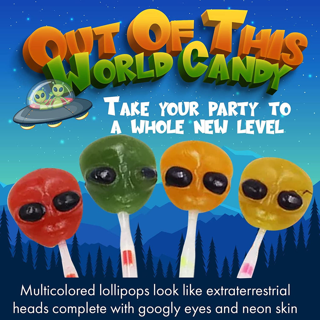 Fusion Select 30 Alien Halloween Lollipops - Trick or Treat Candies for Kids - Extraterrestrial Themed Halloween Candy Lollipops For Space Themed Events, Birthday Parties - Individually Wrapped Treats