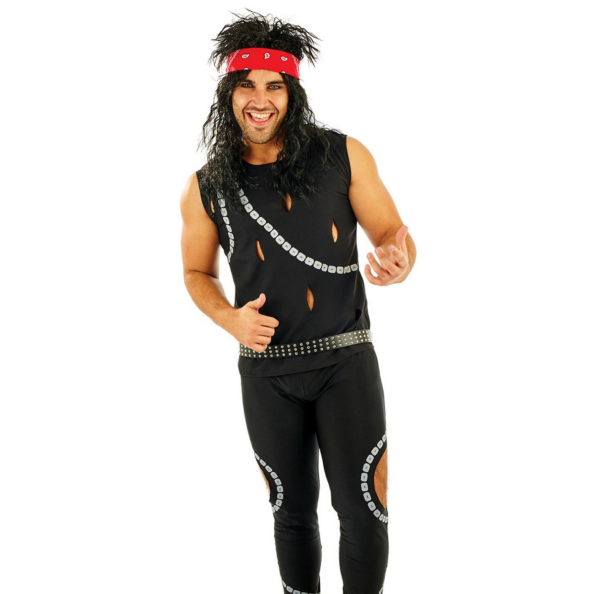 Fun Shack Mens 80s Glam Rocker Costume Adult Rockstar Rock Punk Star Fancy Dress Halloween Black XL