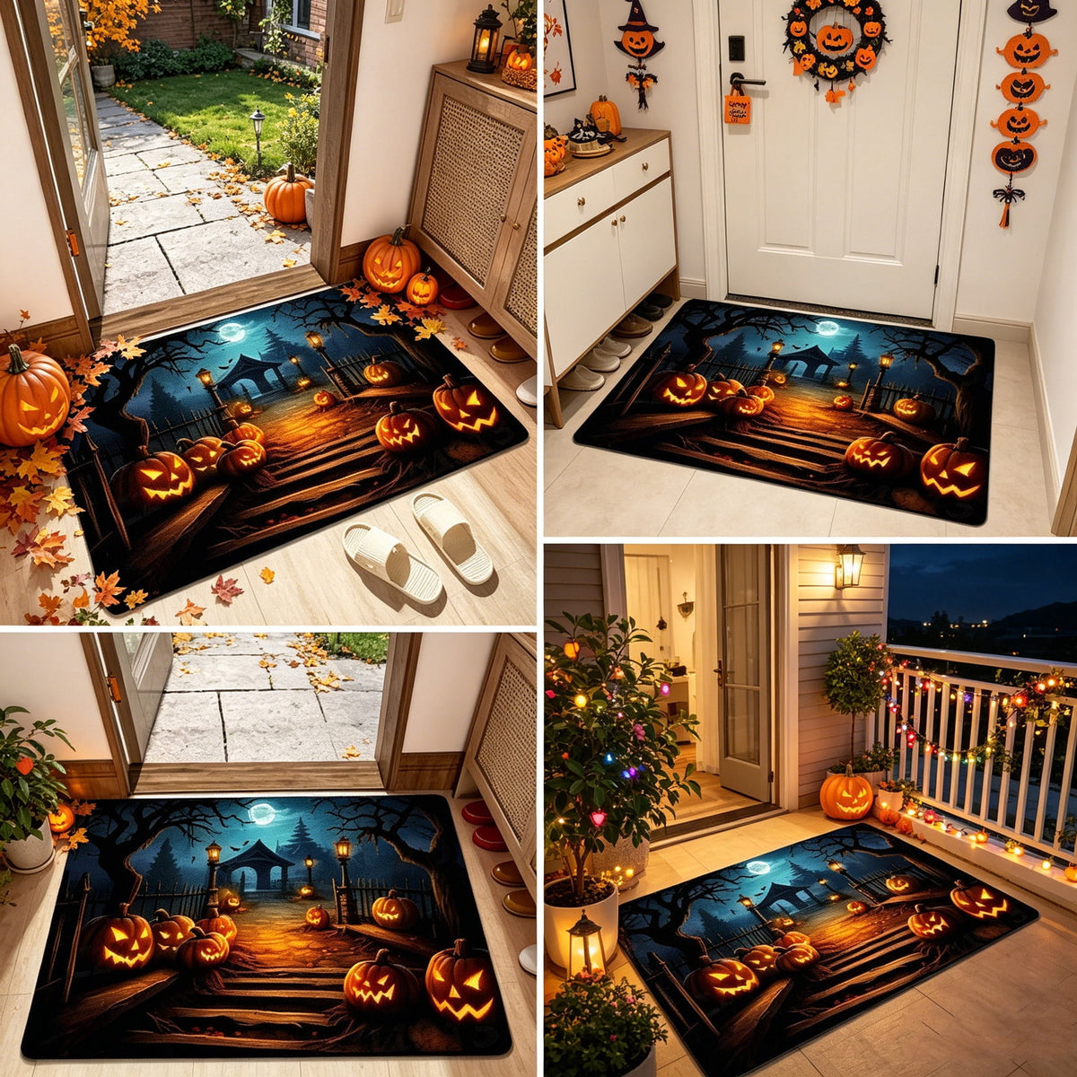 Front Door Mat Indoor Outdoor Entrance Rug, Semicircular Entrance Mat, Half Round Waterproo Non-Slip Durable Rubber Doormat for Garage, Patio, 29.5 inch