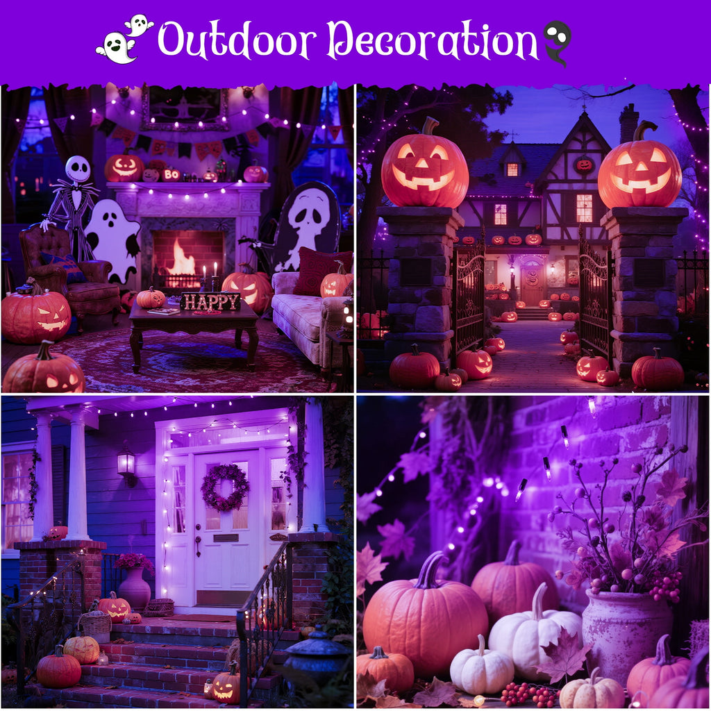 DAYBETTER Halloween String Lights, 32.8ft 100ct Incandescent Mini Lights, with 100 Count Orange Waterproof Bulbs, for Party, Yard, Christmas Tree, Halloween Decorations