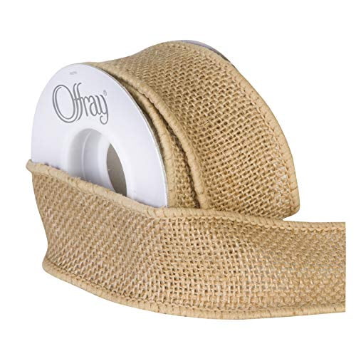 Offray Ribbon, Natural 2 1/2 inch Woven Burlap Ribbon for Crafts, Gifting, and Wedding, 9 feet, 1 Each