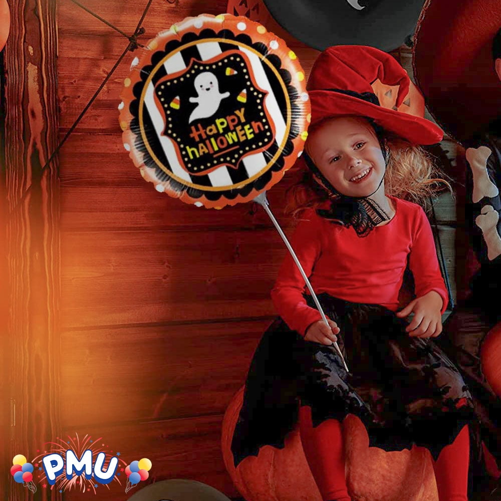 PMU Halloween Party Decoration "Happy Halloween" Jack Faces Aglow 18 Inch Mylar-Foil Balloon (1pkg) Pkg/1