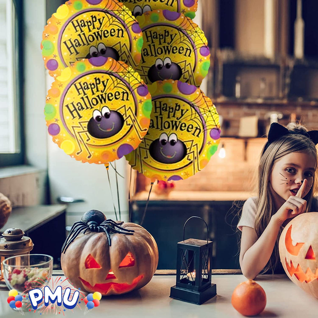 PMU Halloween Party Decoration "Happy Halloween" Jack Faces Aglow 18 Inch Mylar-Foil Balloon (1pkg) Pkg/1