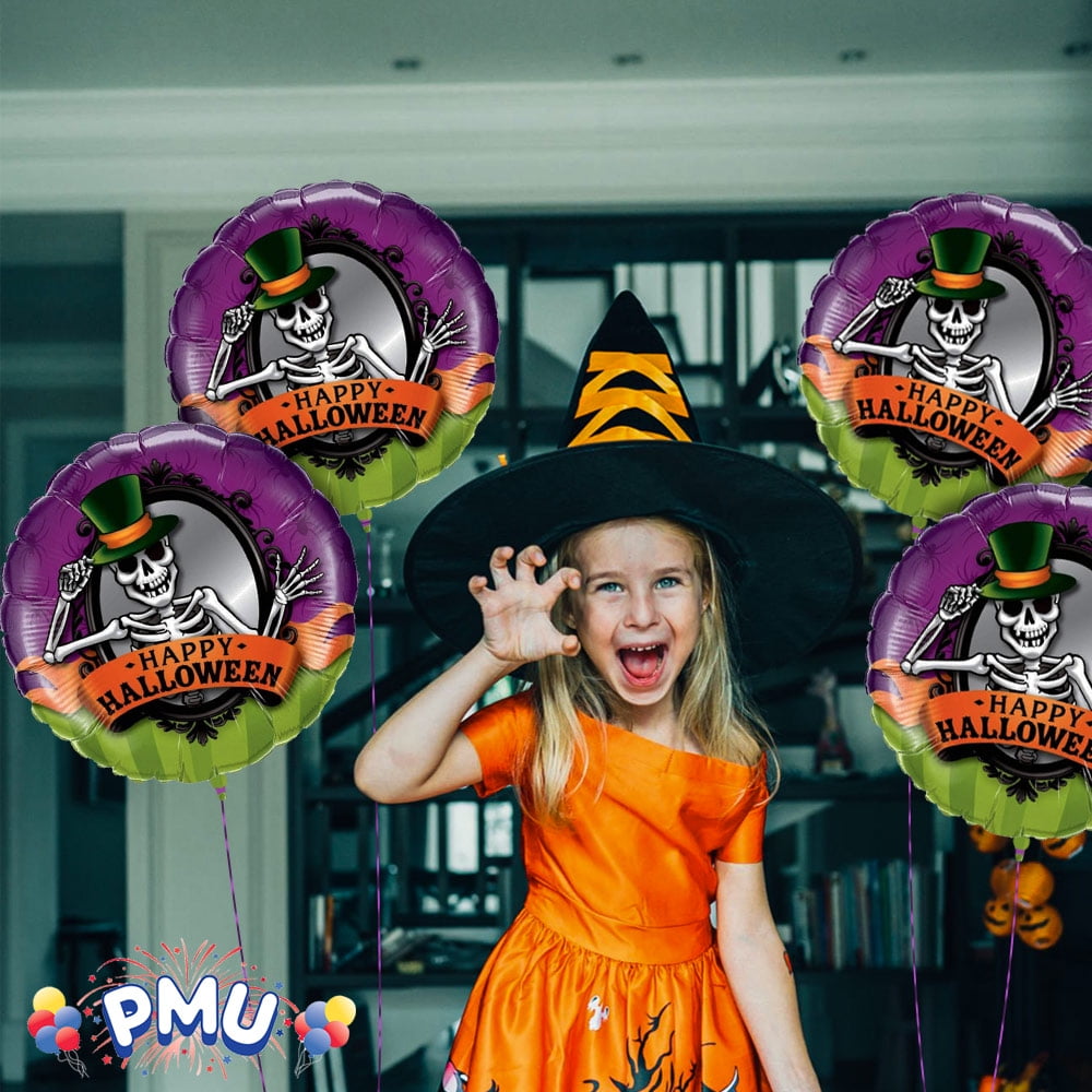 PMU Halloween Party Decoration "Happy Halloween" Jack Faces Aglow 18 Inch Mylar-Foil Balloon (1pkg) Pkg/1