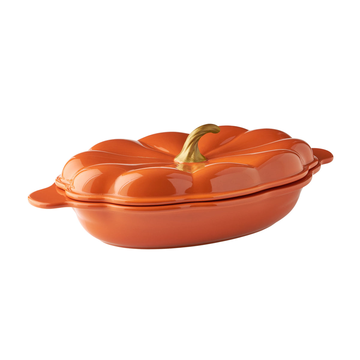 The Pioneer Woman 3-Quart Oval Pumpkin Stoneware Baker with Lid, Linen