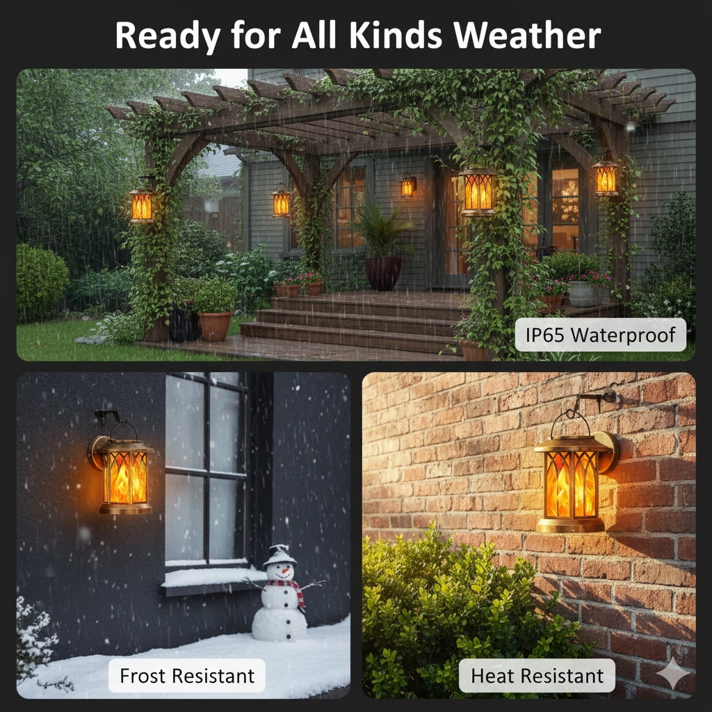 4 Pack Solar Lantern Outdoor Lights, Upgraded Flickering Flame Solar Lanterns Lights Outdoor Waterproof, Hanging Lantern Decorative Solar Powered Lanterns for Yard Patio Path Tree Garden Decor