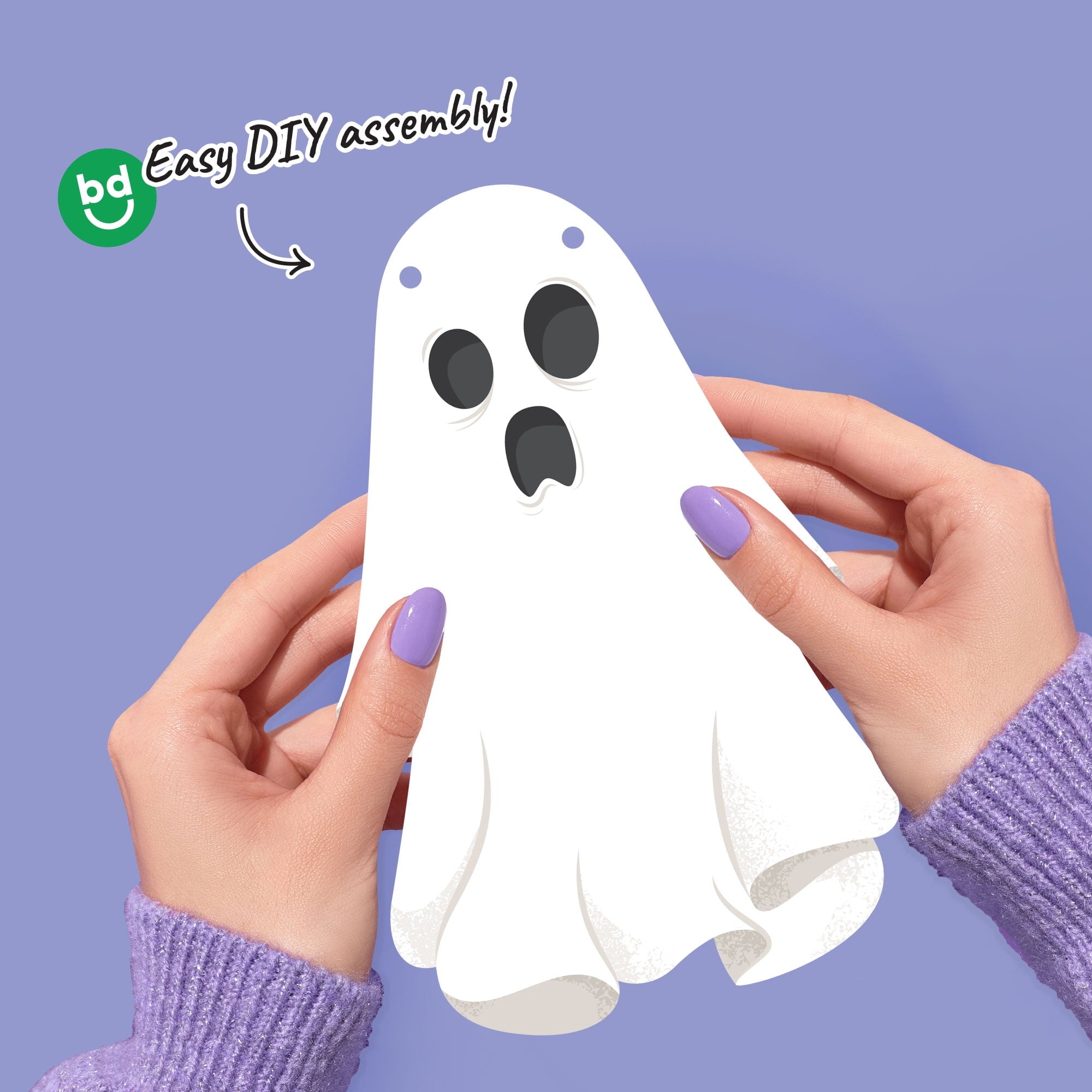 Big Dot of Happiness Spooky Ghost Garland Banner, Halloween Party Decorations Backdrop, 30 Feet of Cord, 15 Paper Ghost Shapes