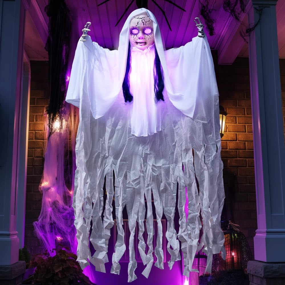 Joyfy 3 Pack Halloween Hanging Ghosts,Scary Skeleton Ghosts Grim Reapers Decorations for Halloween Indoor Outdoor Yard Home Decorations