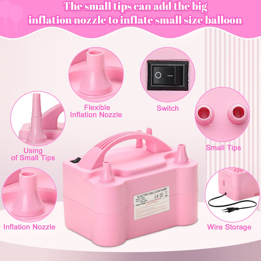 Electric Balloon Pump, Portable Dual Nozzle Blower Air Balloon Pump & Inflator for All Balloons Party Wedding Decoration
