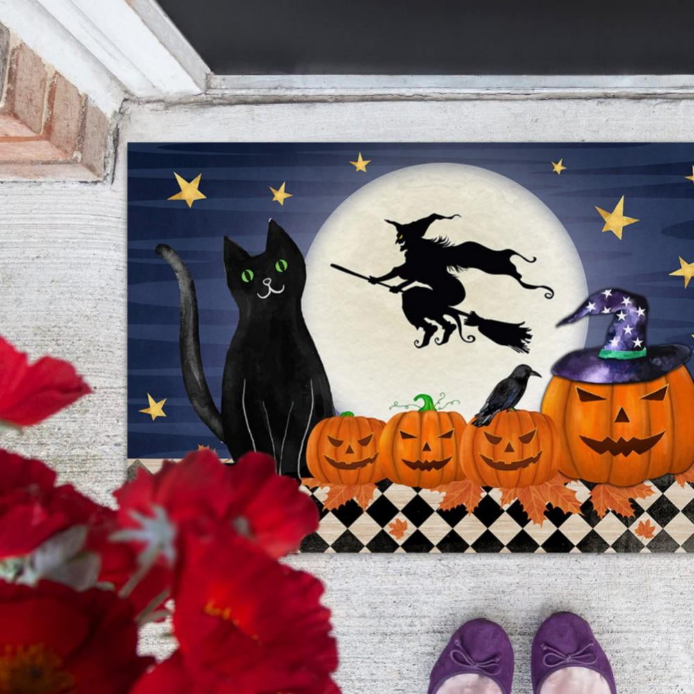 Halloween Door Mat Outdoor Trick or Treat Doormat Non Slip Funny Rug Pumpkin Holiday Decorative Entrance Mat for Halloween Indoor Outdoor Decoration, 15.7x23.6"