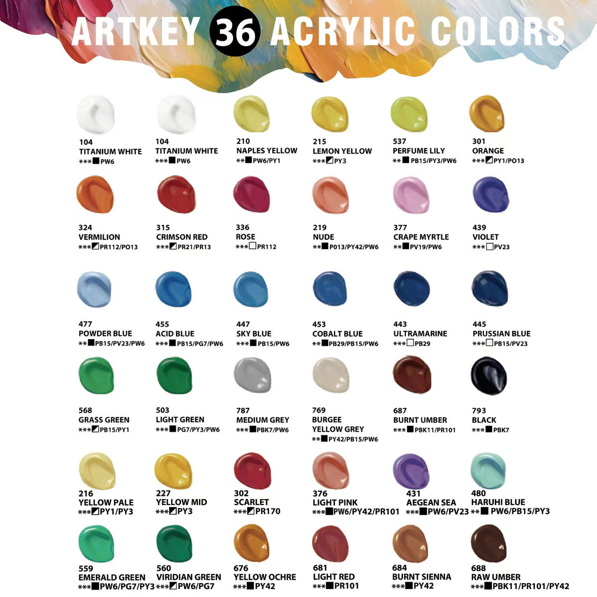 Artkey Acrylic Craft Paint Set, Festival, 24 Colors (2-Ounce)