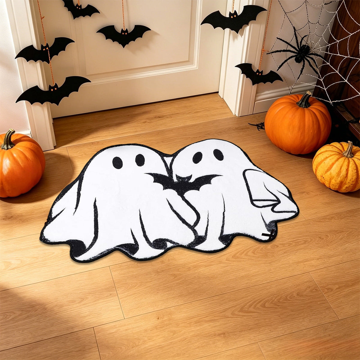 Halloween Bath Mat Ghost Multicolor Irregular Mat 27.56x17.72in Polyester Skidproof & Absorbent for Bathroom Entryway Living Room Halloween Door Mat by MPOISVA