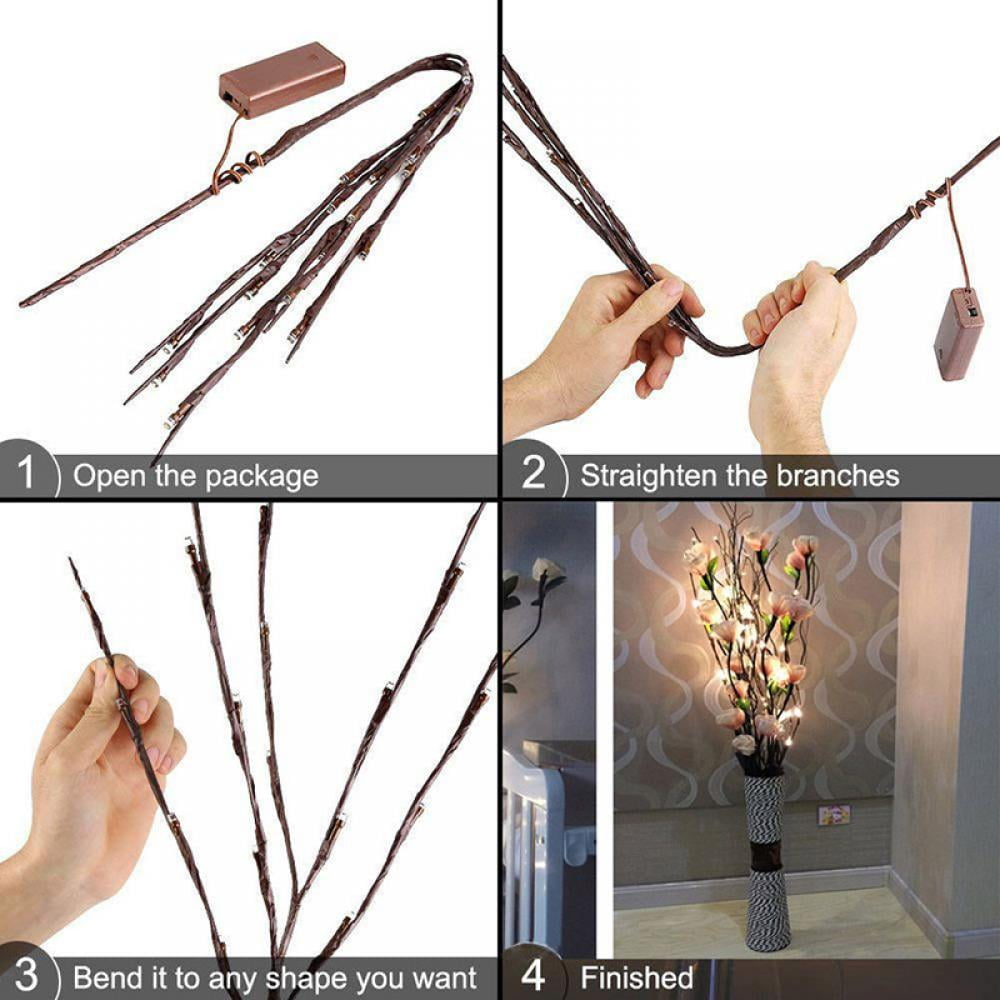 Pretty Comy LED Lighted Branches Vase Decorations Pink, 30"