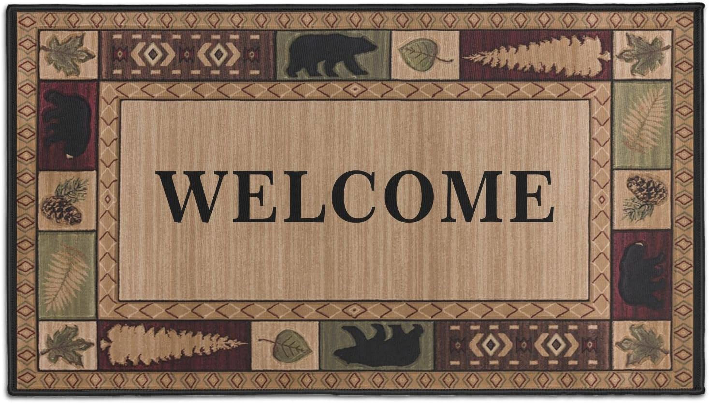 Bear Rugs Tribal Doormat Non-Slip Absorbent Resist Dirt Front Door Mat Machine Washable Welcome Mats Outdoor Inside Floor Rugs for Entryway 30" X 17"…