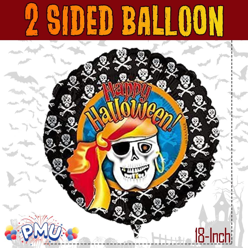 PMU Halloween Party Decoration "Happy Halloween" Jack Faces Aglow 18 Inch Mylar-Foil Balloon (1pkg) Pkg/1