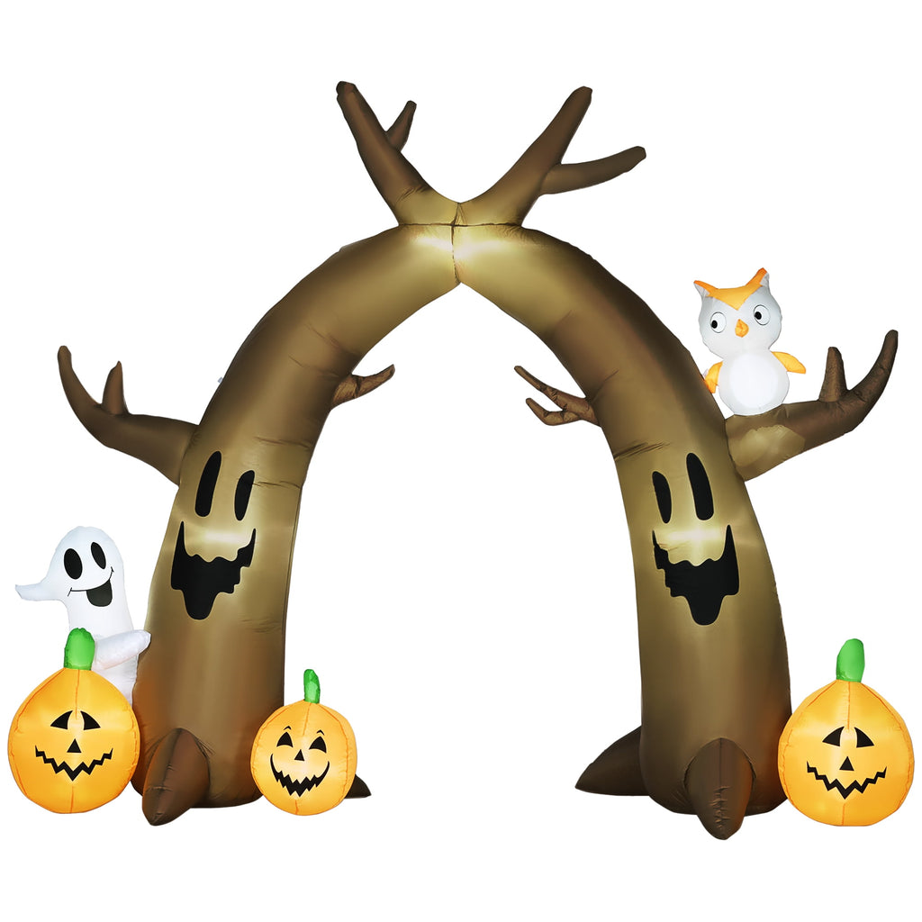 Outsunny 11.8' H Large Halloween Inflatable Archway Ghost Bat Pumpkin Spider, Halloween Decoration with LED Lights for Garden Indoor Outdoor