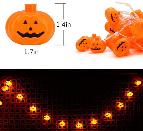 "LED Pumpkin Lights Halloween String Lights Home and Outdoor Decoration, Flickering, Steady Orange Light 5 ft/10ft/19.5ft"