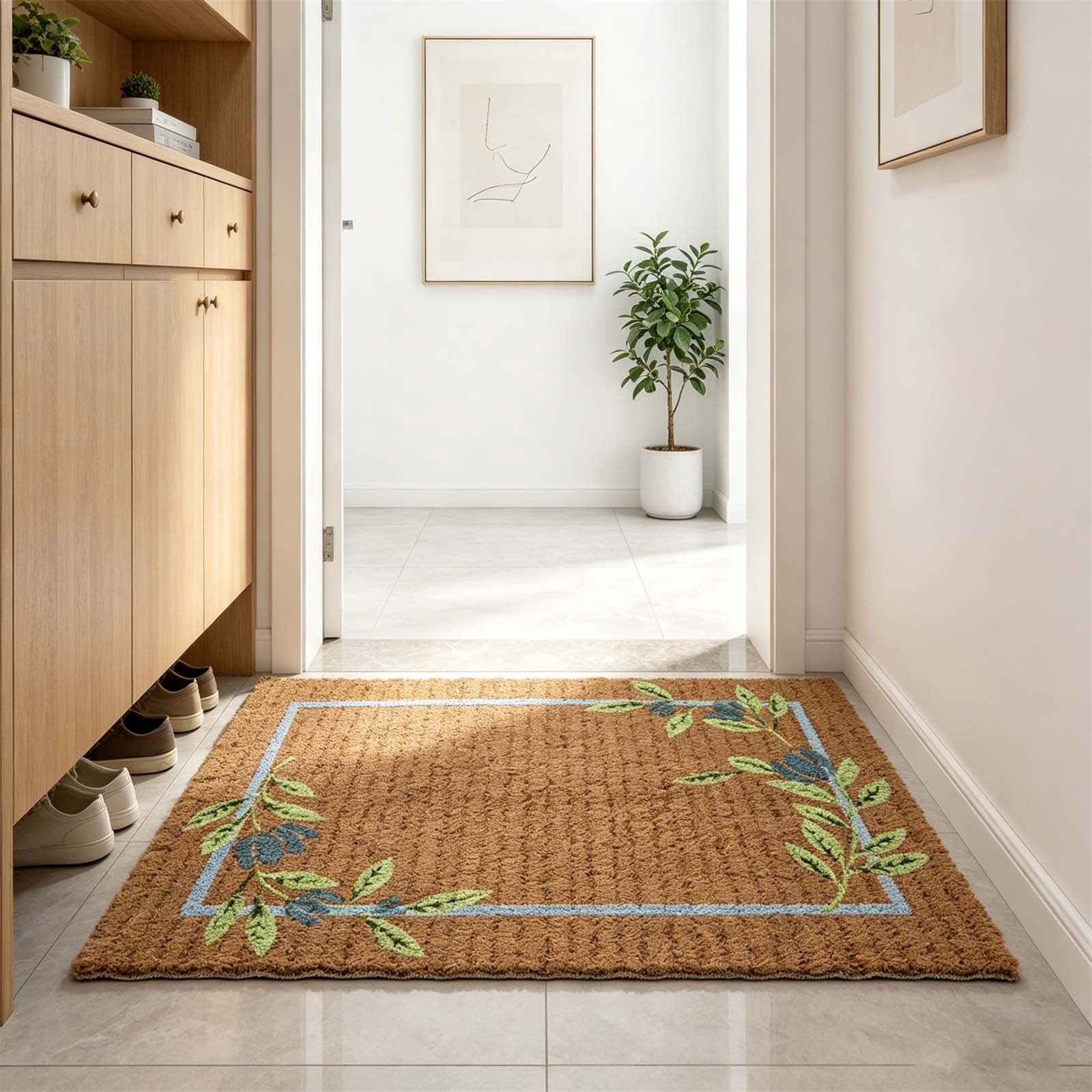 Sruoe Summer Carnival Printed Floor Mat, 15.74"x23.62", Water Absorbent Non Slip Doormat, Flannel Entryway Bathroom Kitchen Household Decor Rug