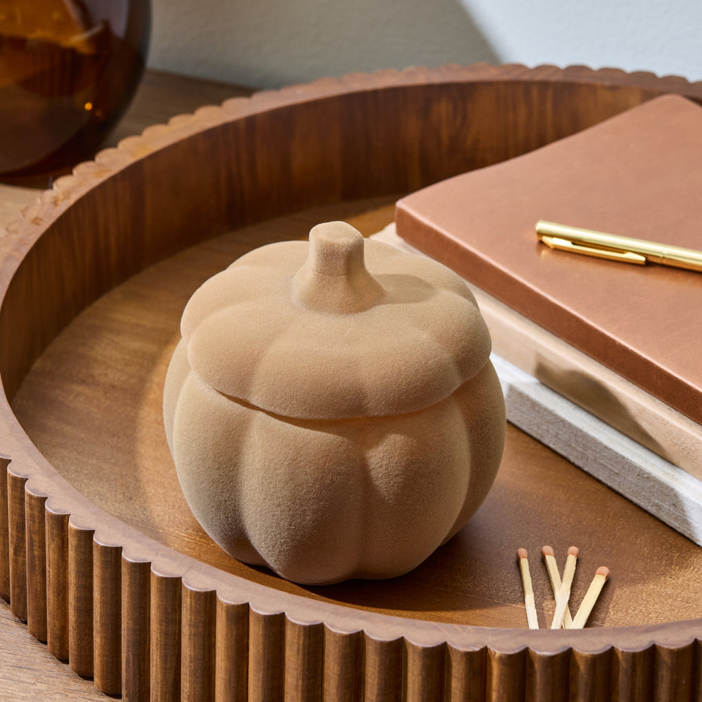 Better Homes & Gardens Flocked Pumpkin Jar Candle, Pumpkin Snickerdoodle Swirl, 2-Wick, 12.7 oz