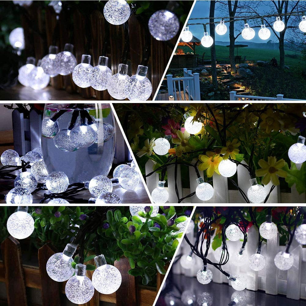 LINLIN Solar Crystal Ball String Lights,Waterproof LED Bubble Globe Solar Fairy Lights 8 Mode Ball String Lights for Bistro Garden Yard Home Party Wedding Christmas Decoration