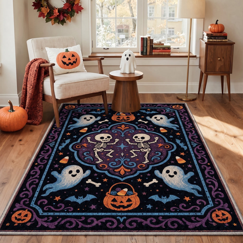GENIMO 2'x3' Halloween Doormat, Washable Non Slip Soft Gothic Castle Outdoor Door Mat for Front Door Covered Porch Patio Entryway, Antique Gold