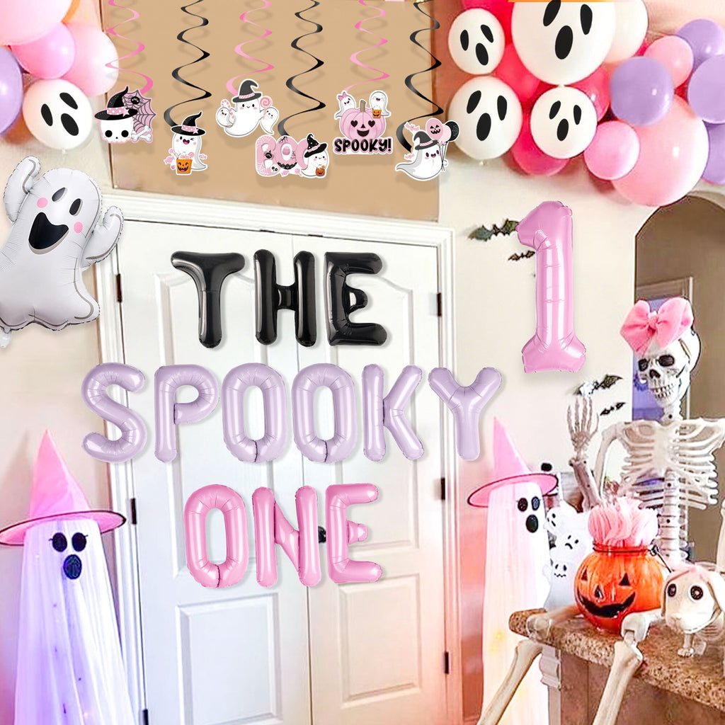 Halloween Party Decorations Set - The Spooky One Theme with Pink Purple Balloons & Ghost Decor
