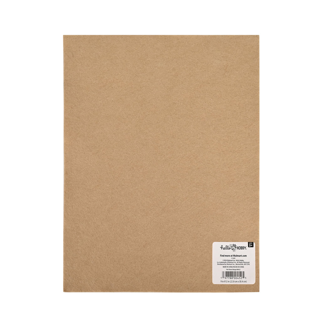Hello Hobby Tan Beige Felt Sheet, 9 in x 12 in