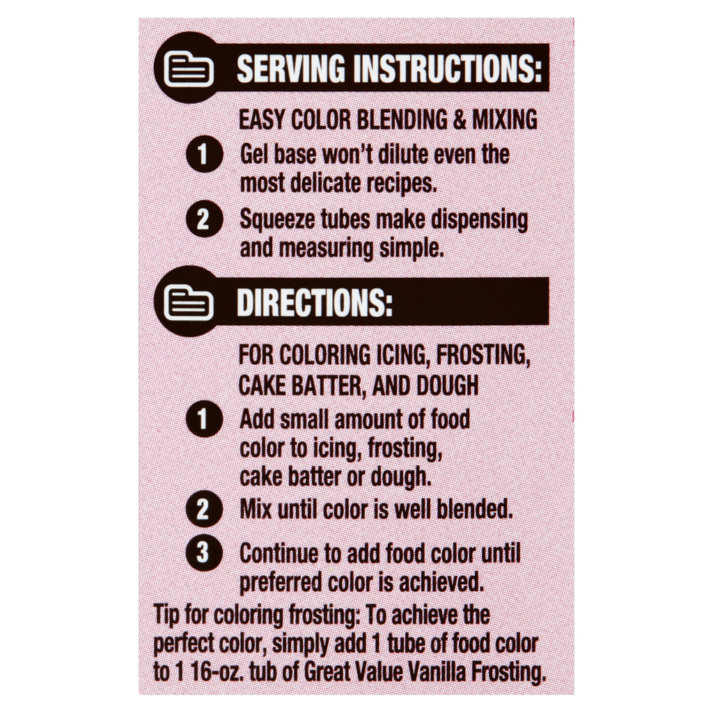 Great Value Gel Food Colors, Neon Multicolor, 2.7 oz