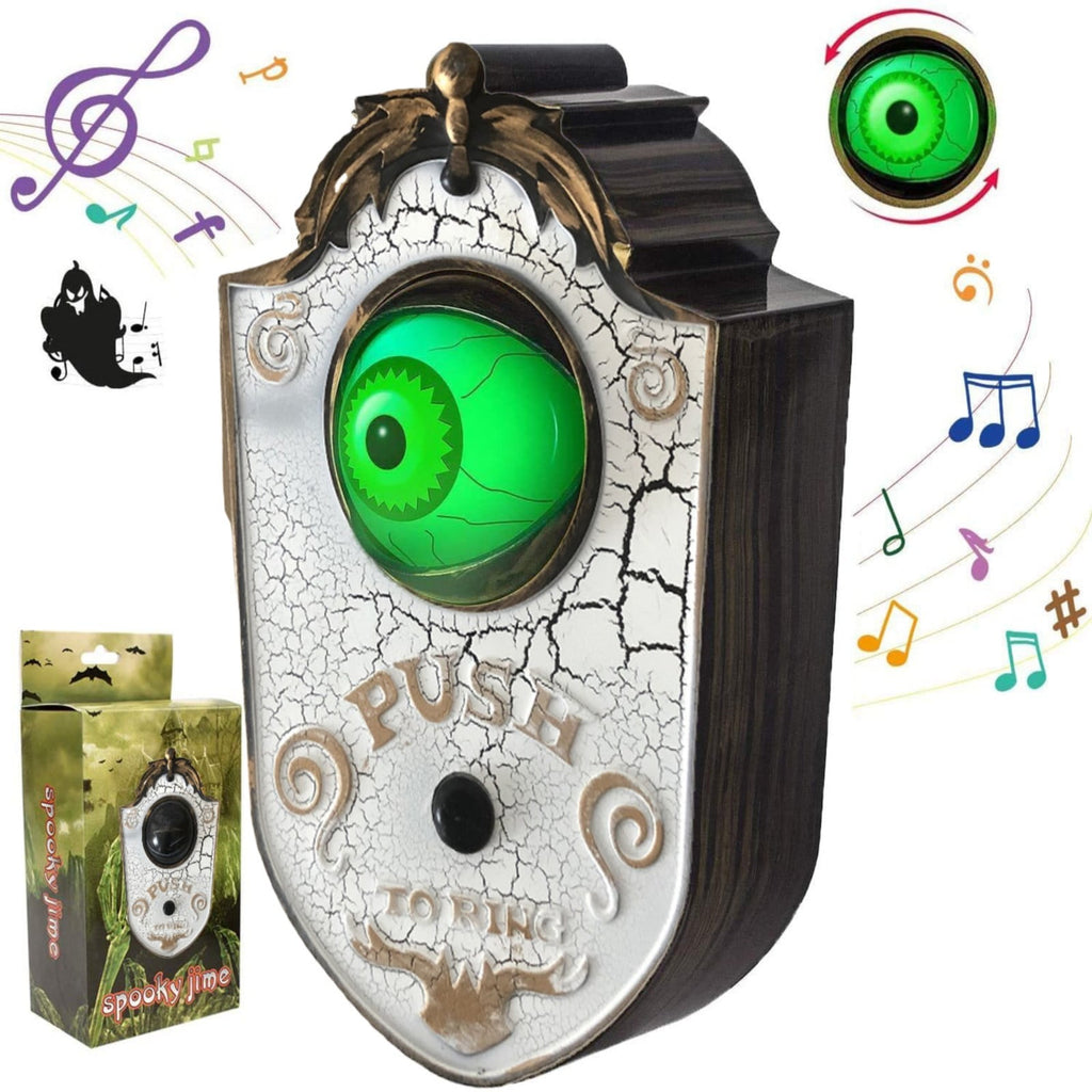 Halloween Decoration, Halloween Doorbell, Haunted Doorbell Animated Eyeball Halloween Decor with Spooky Sounds, Haunted House Halloween Prop Decoration, 4.3x7.1"
