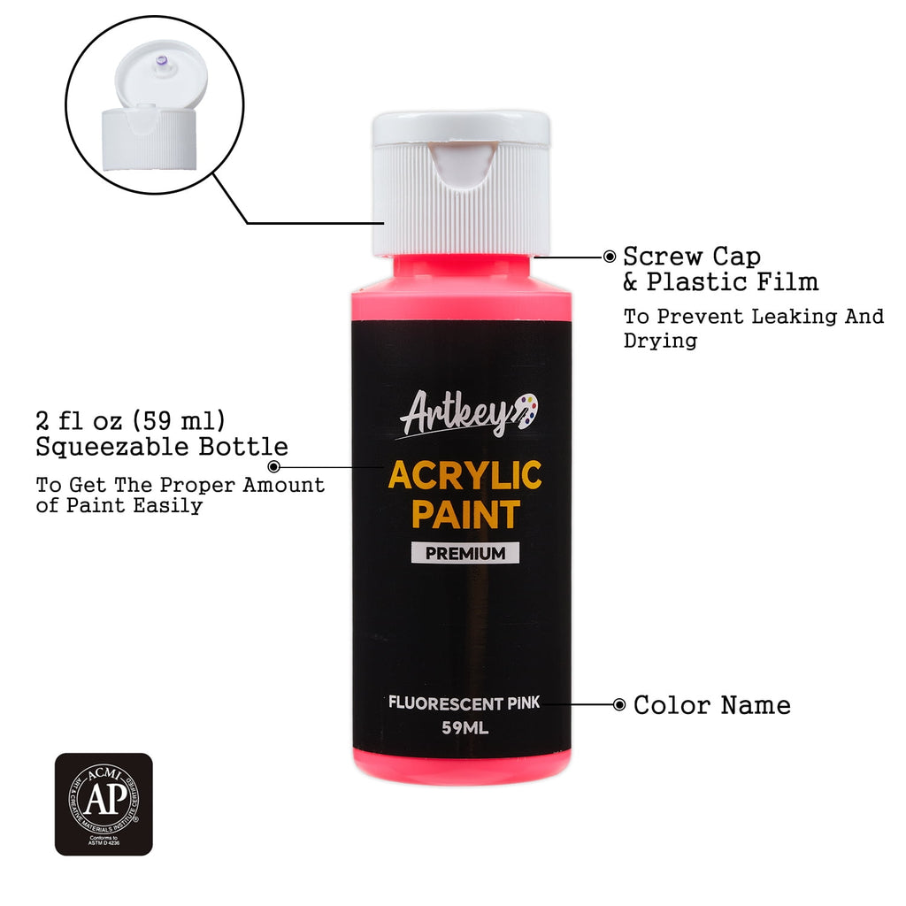 Artkey Acrylic Craft Paint Set, Festival, 24 Colors (2-Ounce)