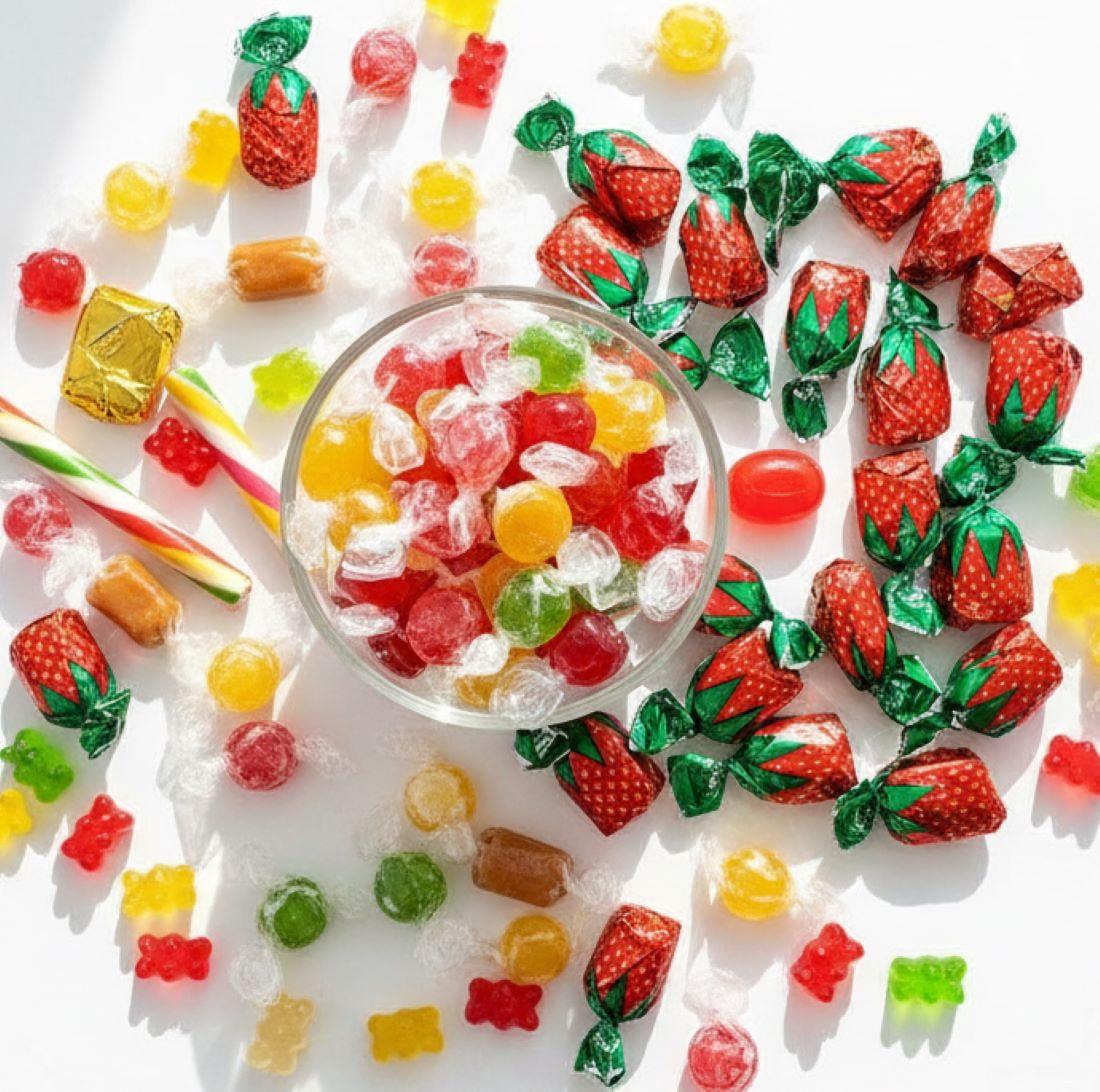 SweetGourmet Arcor Strawberry Bon Bons Hard Candy Wrapped, Fruit-Filled Premium Candies, 1 Pound Bag