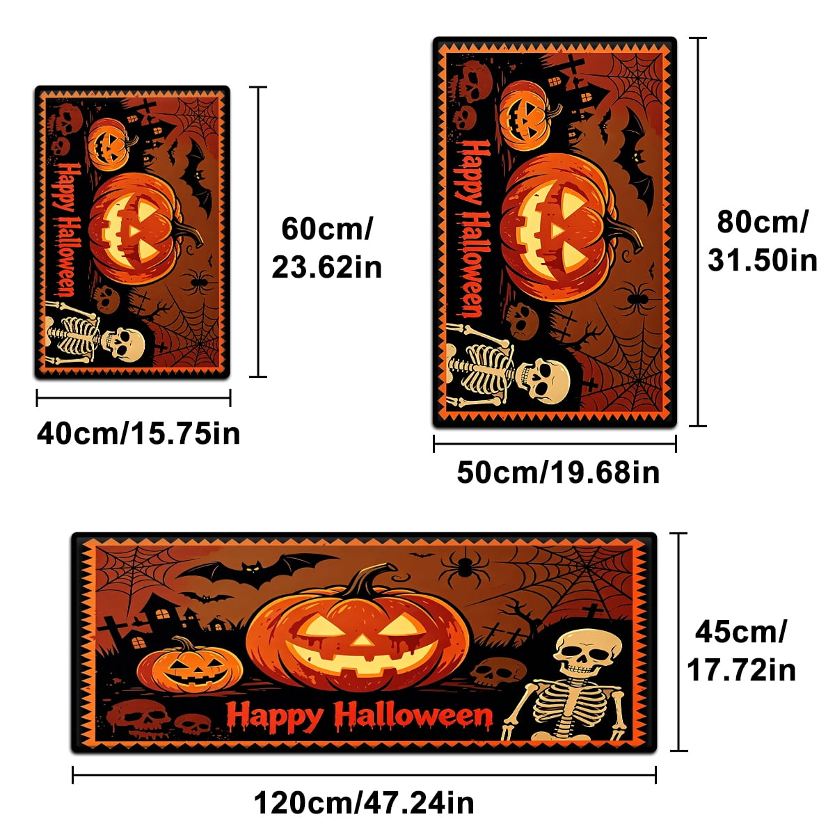 YIMEIS Halloween Pumpkin Lanterns 1Pc Flannel Mat and Kitchen Rugs,Soft Non-slip,Perfect for Home Bathroom
