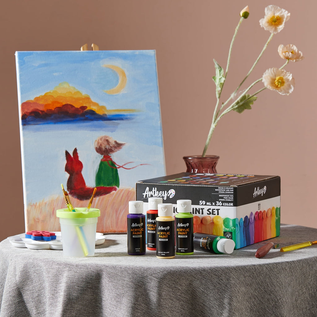 Artkey Acrylic Craft Paint Set, Festival, 24 Colors (2-Ounce)