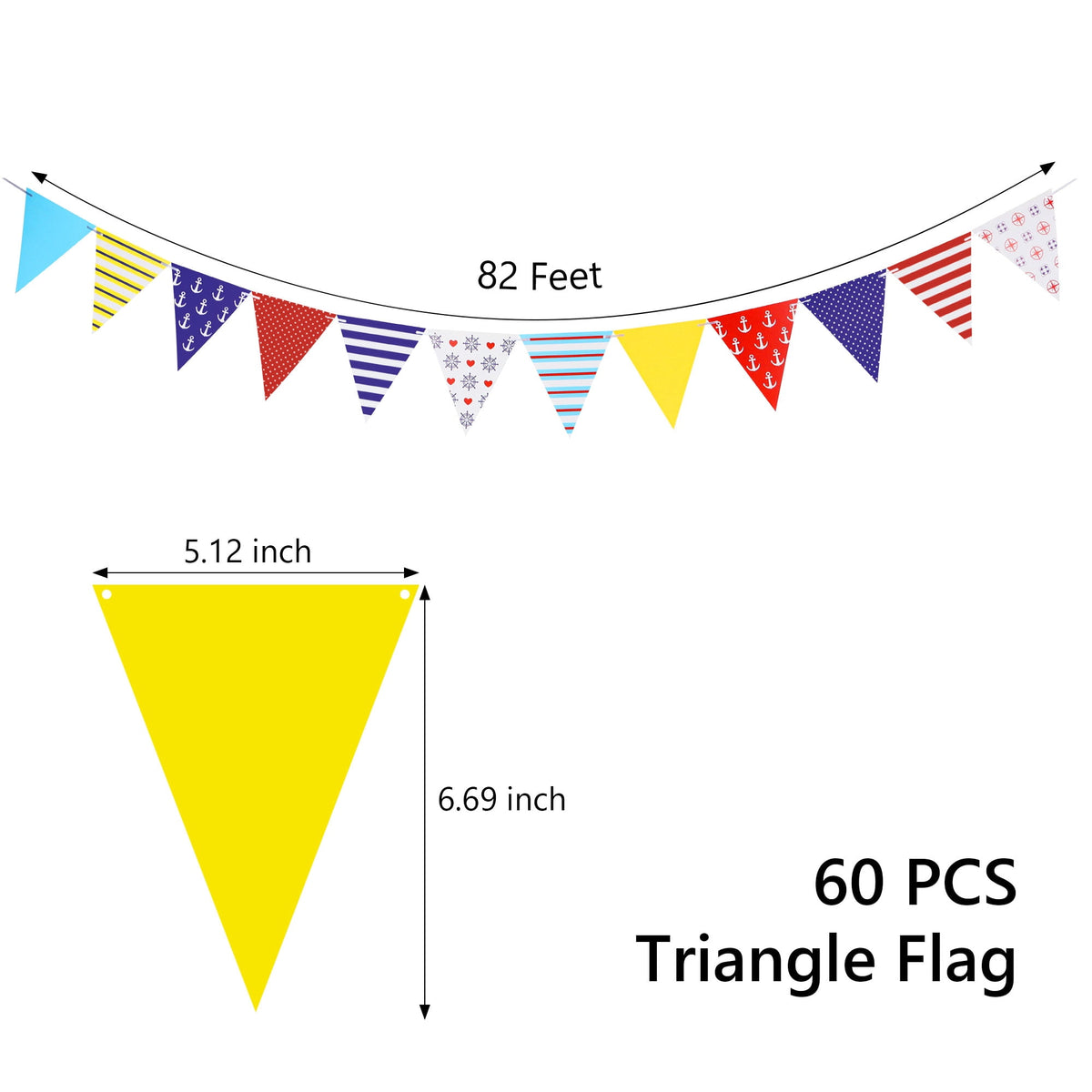 Tripumer 120 Pcs Triangle Flag Banner String for Halloween Decorations 164ft Birthday Hanging Flag for Birthday Party Mardi Gras Outdoor Event Decorations - Black+White+Orange
