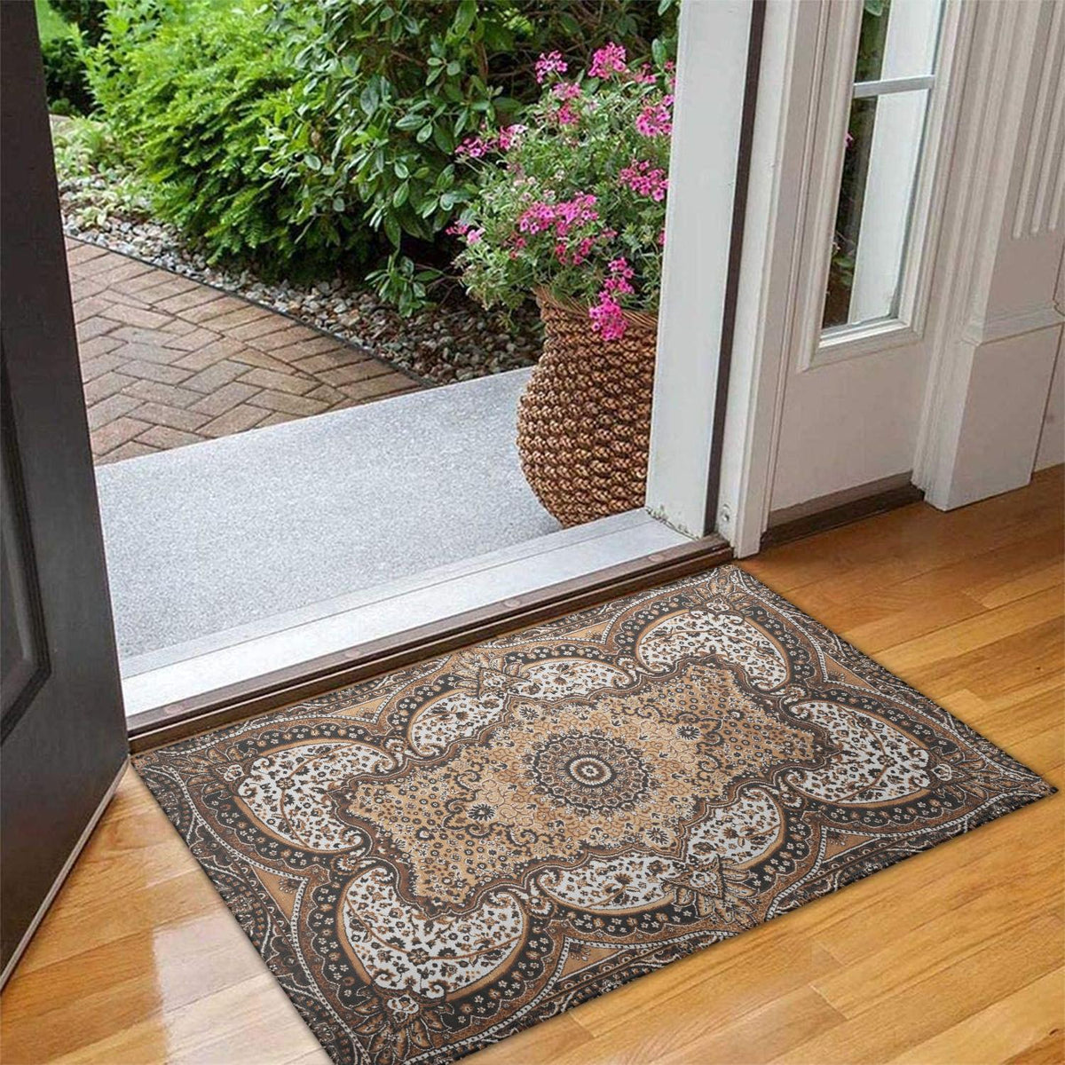 Brown Vintage Tribal Western Non Slip Washable Door Mat Funny Doormat Outdoor Inside Floor Rugs Crystal Velvet 30x17 Inches
