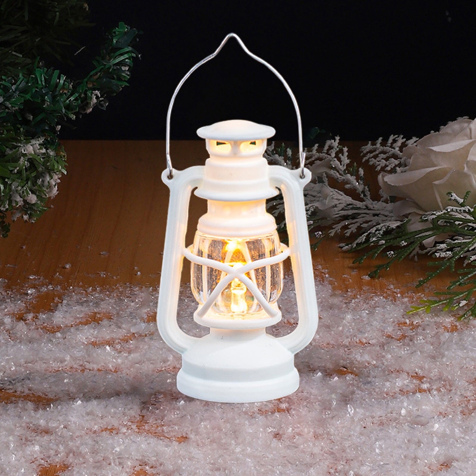 openpig Vintage LED Hurricane Lantern, LED Battery Powered Camping Lamp Outdoor Hanging Lantern, Landscape Decor for Table Patio Garden Yard Pathway Porch (Black)