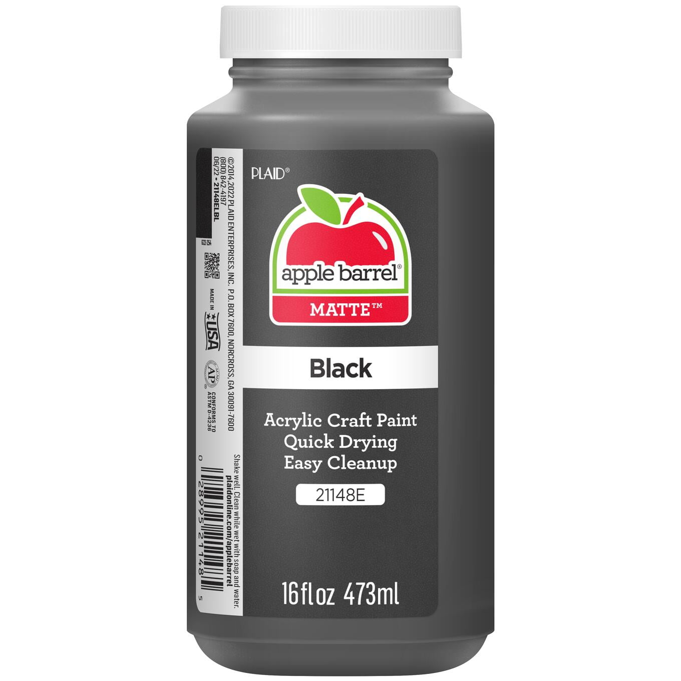 Apple Barrel Acrylic Craft Paint, Matte Finish, White, 16 fl oz.