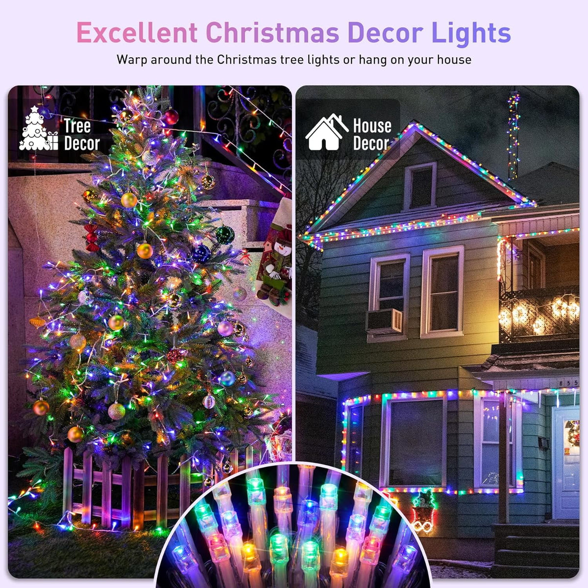 JMEXSUSS 33ft 100 LED White Christmas Lights, 8 Modes Connectable Clear Wire Twinkle Fairy String Lights Indoor, Plug-in Christmas String Lights Outdoor Waterproof for Christmas Wedding Party Tree