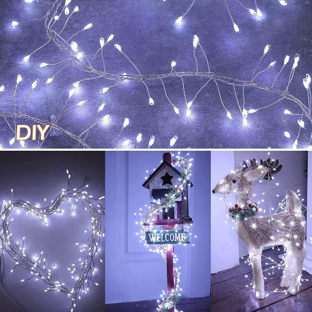 Mini Firecrackers String Light 19.68Ft 200 LED USB Operated 8 Modes Cluster Chain Fairy String Lights with Remote Control Firefly Lights for Xmas Party Home Garden Decoration